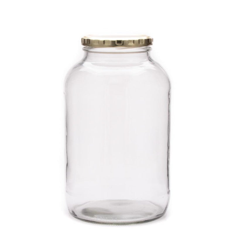 2 Litre Clear Glass Catering Jar with Gold Metal Lid (82mm Twist)