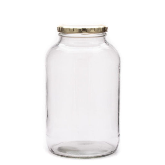 2 Litre Clear Glass Catering Jar with Gold Metal Lid (82mm Twist)