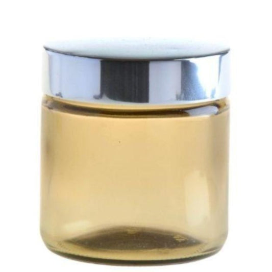 100ml Amberised Glass Jar with Silver Lid (58/400) - Essentially Natural