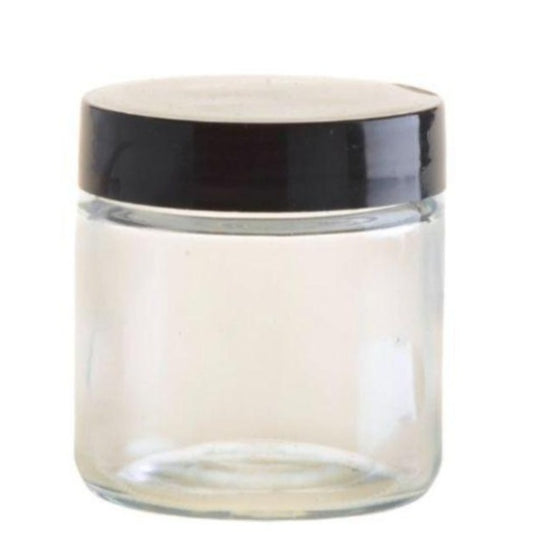 100ml Clear Glass Jar with Black Lid (58/400) - Essentially Natural
