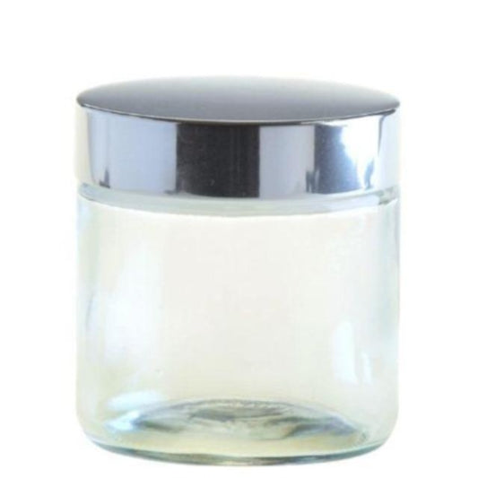 100ml Clear Glass Jar with Silver Lid (58/400)