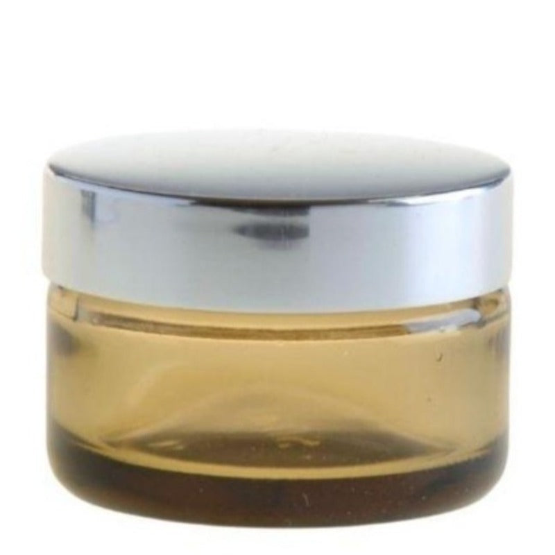 50ml Amberised Glass Jar with Silver Lid (58/400) - Essentially Natural