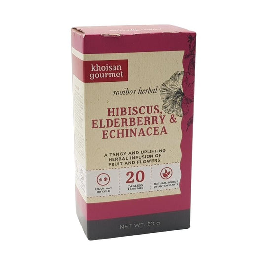 Khoisan Gourmet Rooibos, Hibiscus, Elderberry & Echinacea Tea