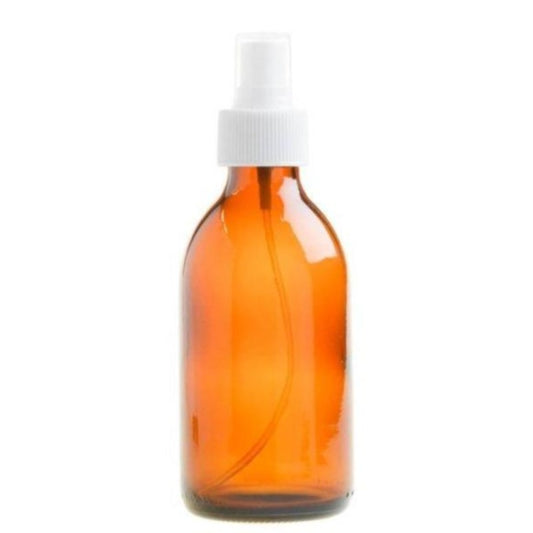 200ml Amber Glass Generic Bottle with Atomiser Spray - White (28/410) - Essentially Natural