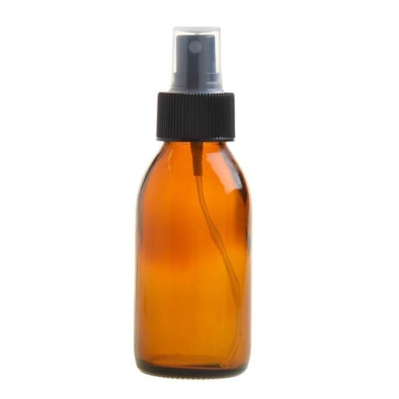 100ml Amber Glass Generic Bottle with Atomiser Spray - Black (28/410) - Essentially Natural