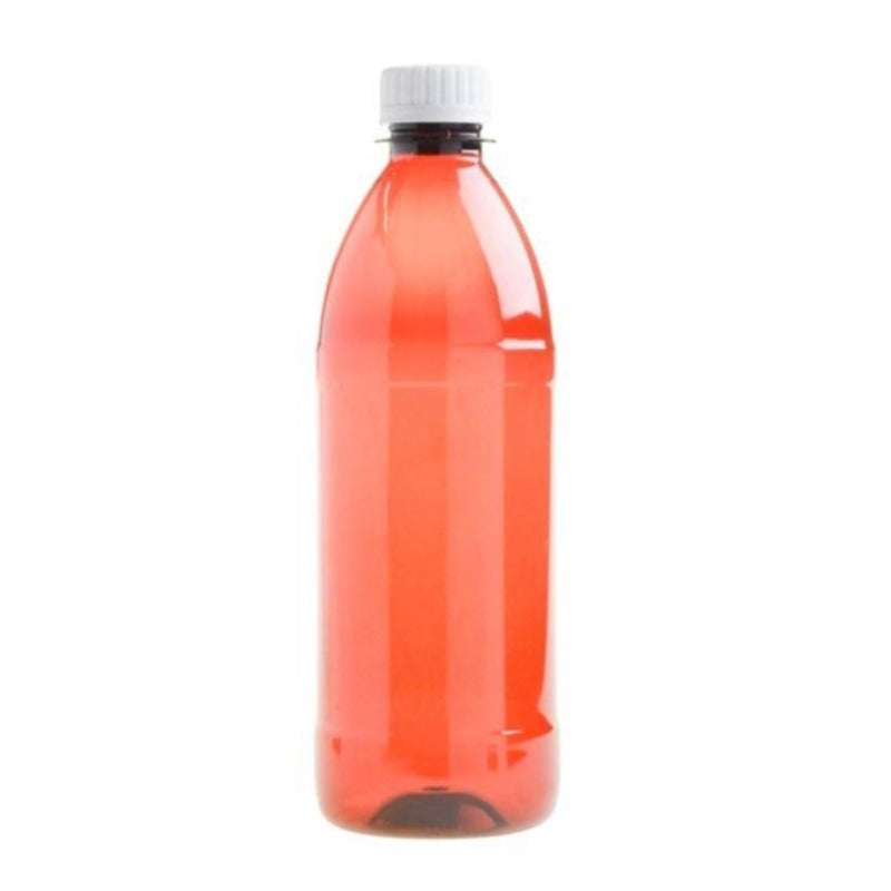 500ml Amber PET Plastic Bottle with Screw Cap - White (28/410) - Essentially Natural