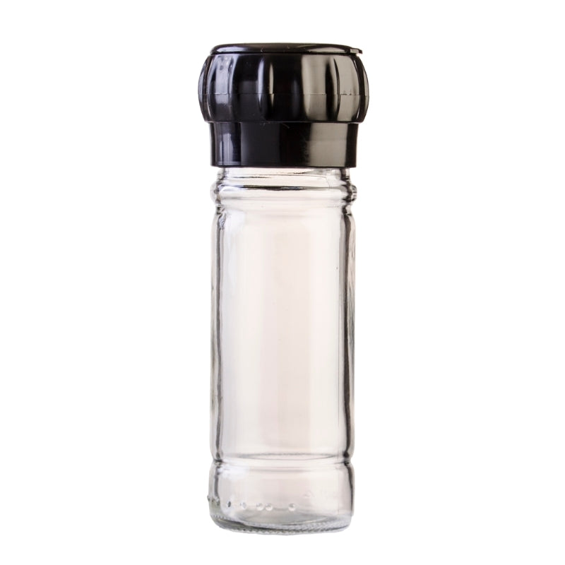 100ml Clear Glass Shaker Jar with Reusable Grinder - Black