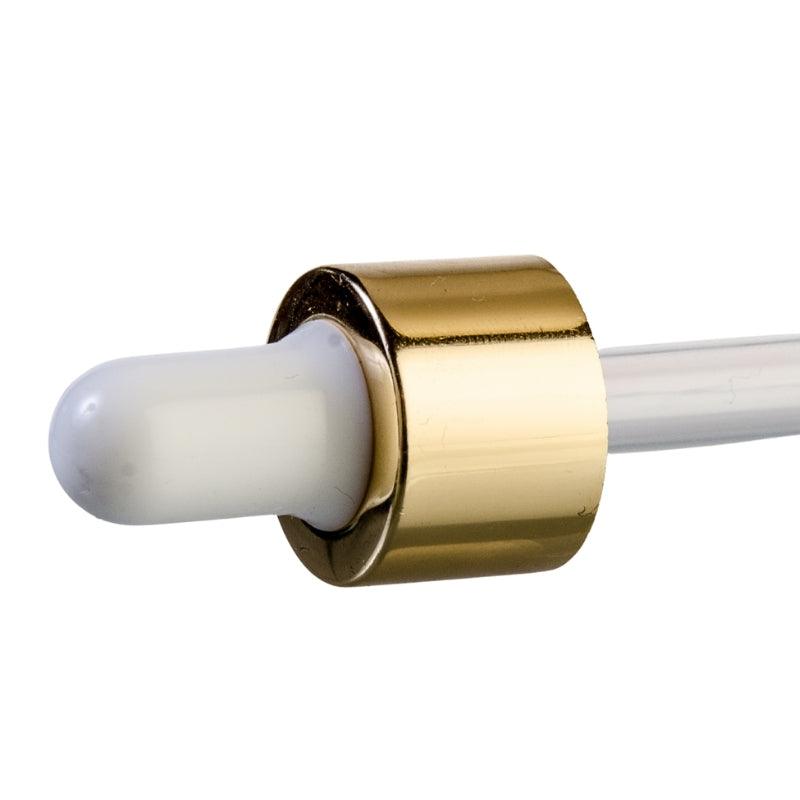 Pipette  - White & Gold Collar for Aromatherapy Bottle (Amber) 10ml (18/62) - Single (1 Unit) - Bottles & Jars